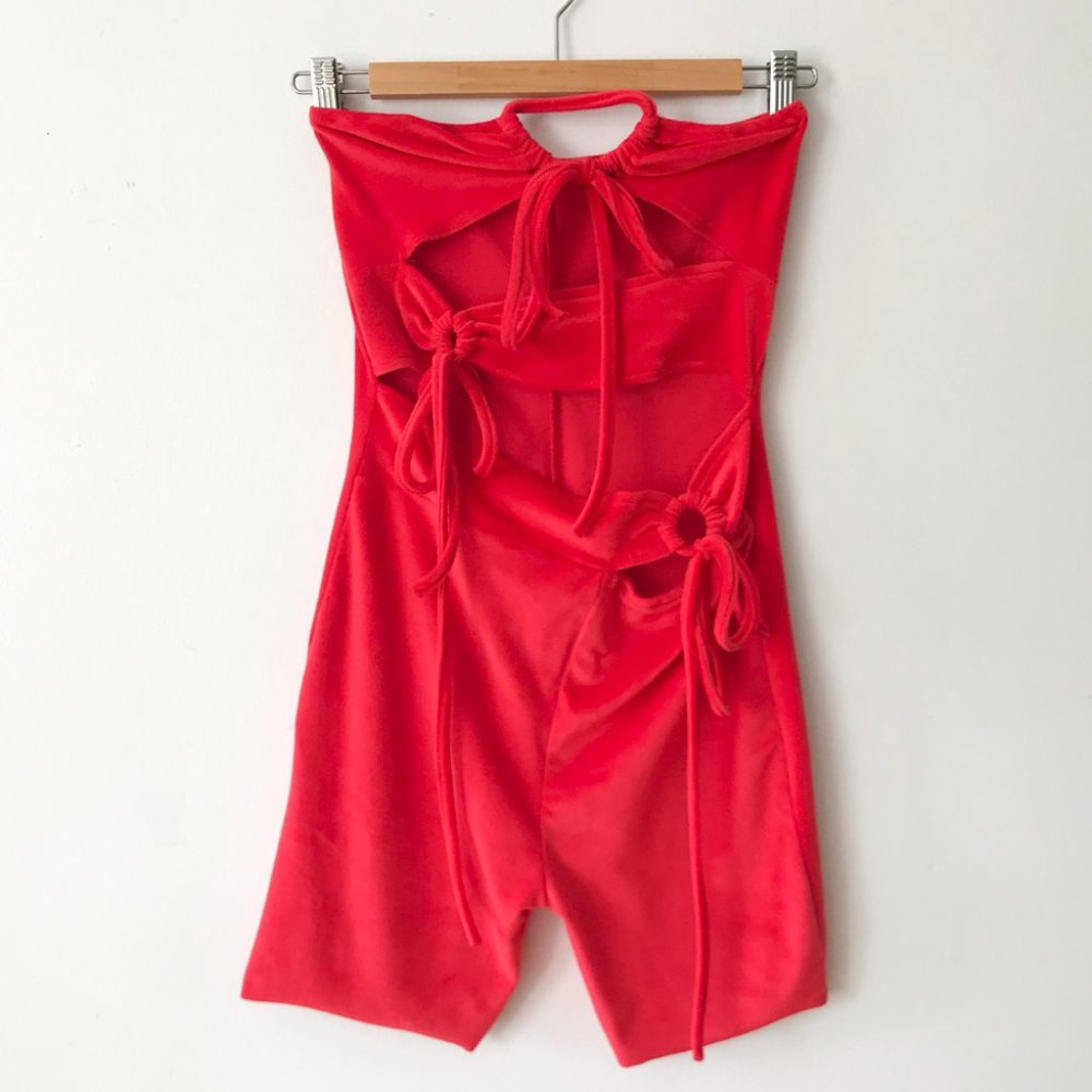 RED VELVET STRETCHY CUT OUT BODY SUIT